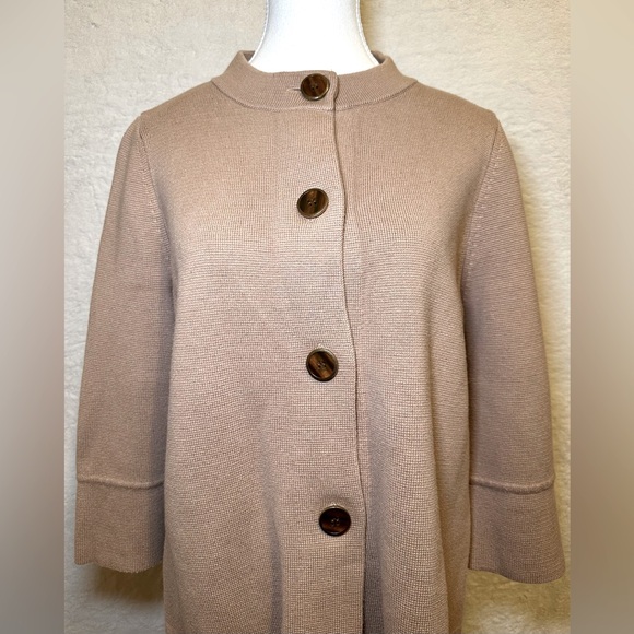 J. McLaughlin sweater jacket blazer tan beige button down preppy classic buttons - Picture 6 of 9